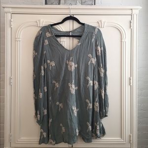 Free People Teal Long Sleeve Dress